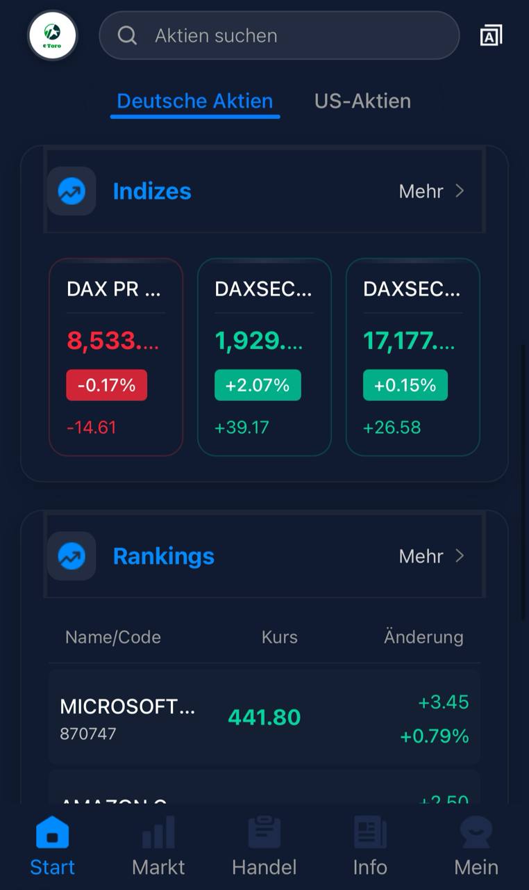 eToro Trading Platform Screenshot 1
