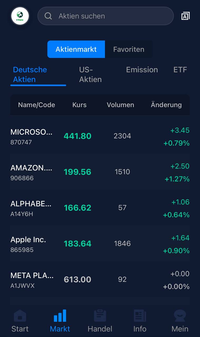 eToro Trading Platform Screenshot 2